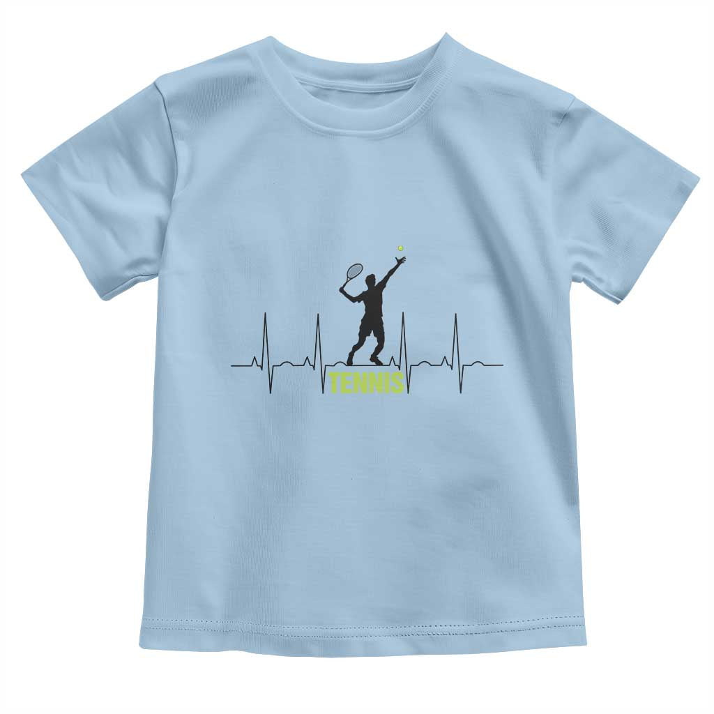 Tennis Lover Heartbeat Toddler T Shirt Sports Player Gift TS12 Light Blue Print Your Wear