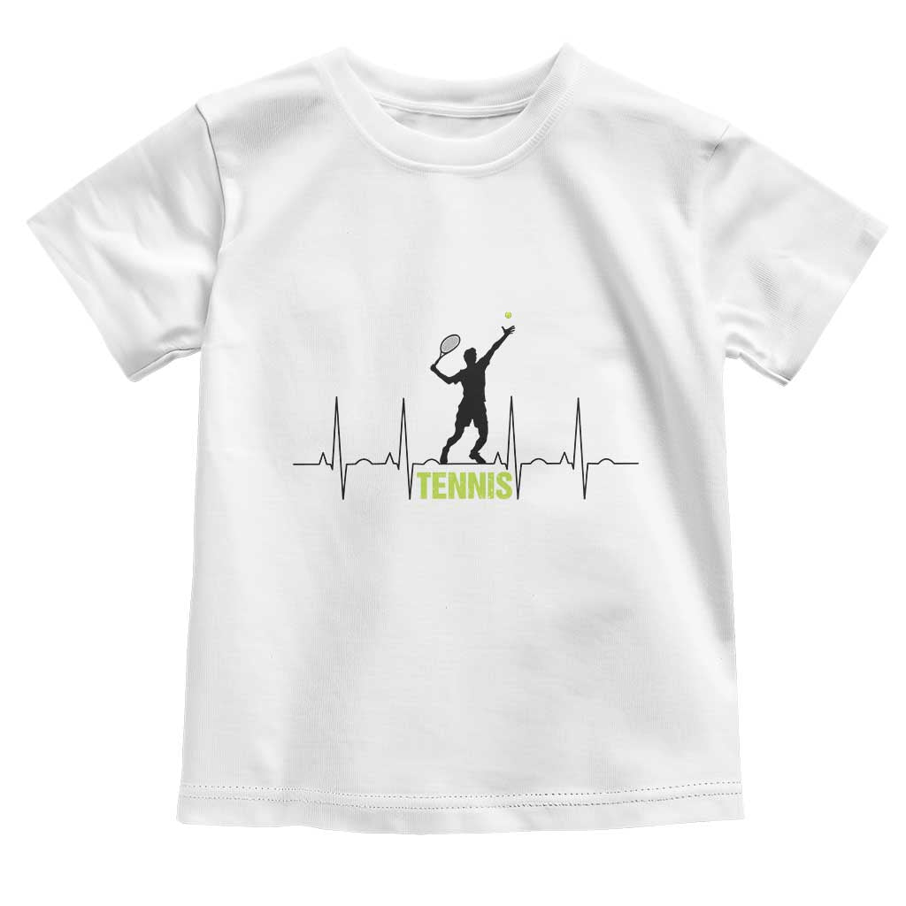Tennis Lover Heartbeat Toddler T Shirt Sports Player Gift TS12 White Print Your Wear