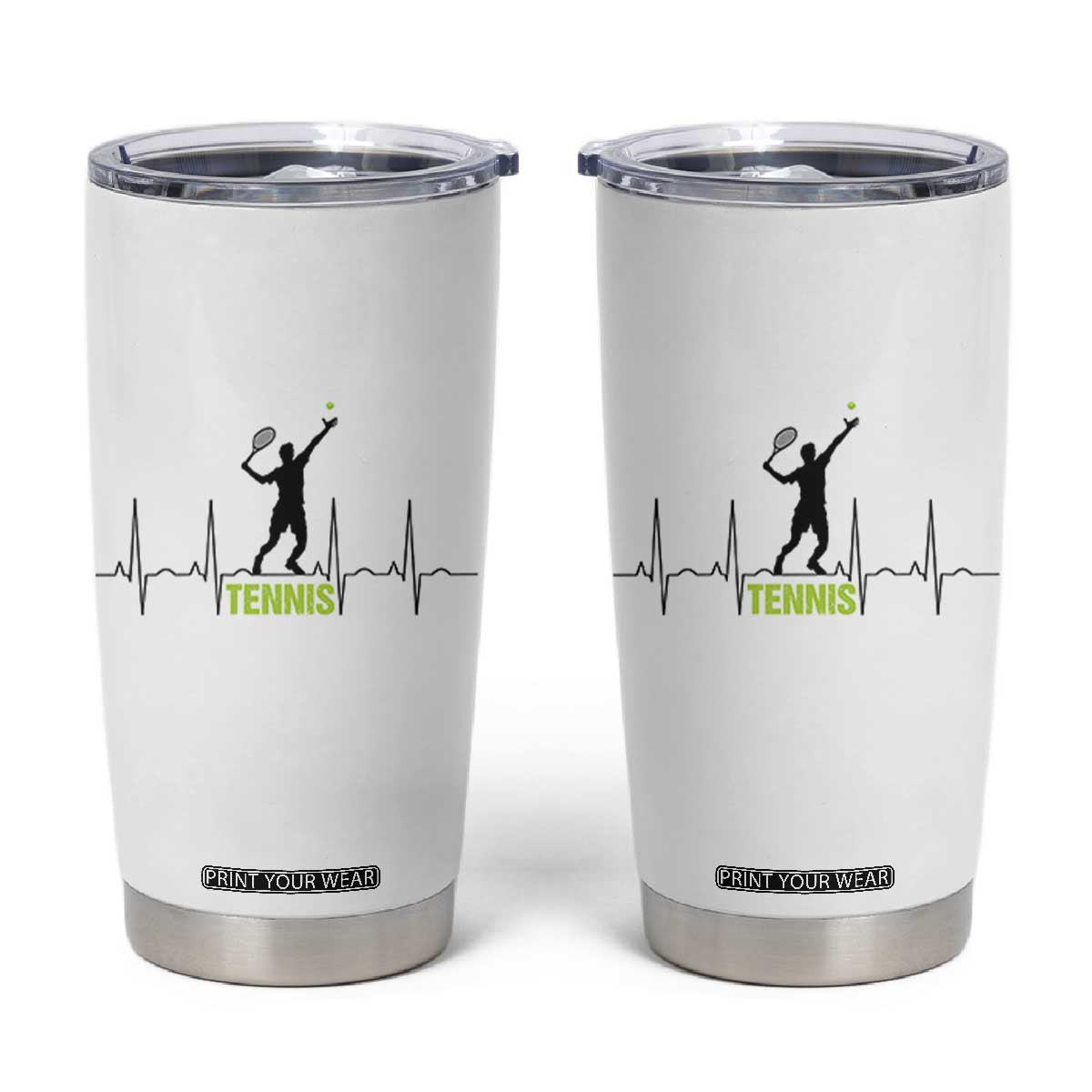 Tennis Lover Heartbeat Tumbler Cup Sports Player Gift TS12 White Print Your Wear