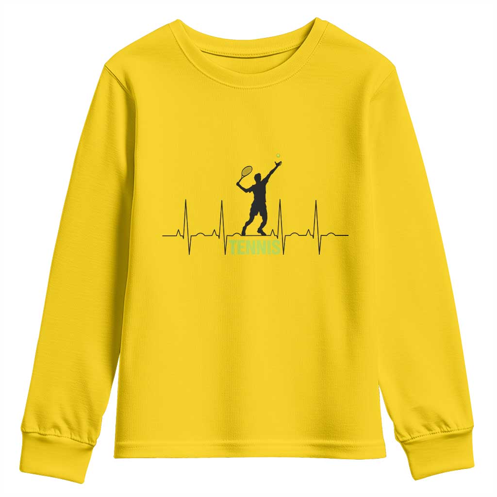 Tennis Lover Heartbeat Youth Sweatshirt Sports Player Gift TS12 Daisy Print Your Wear