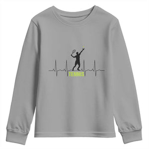 Tennis Lover Heartbeat Youth Sweatshirt Sports Player Gift TS12 Sport Gray Print Your Wear