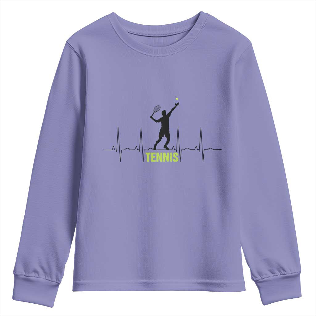 Tennis Lover Heartbeat Youth Sweatshirt Sports Player Gift TS12 Violet Print Your Wear