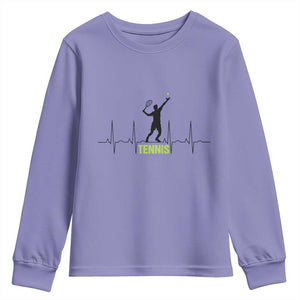 Tennis Lover Heartbeat Youth Sweatshirt Sports Player Gift TS12 Violet Print Your Wear