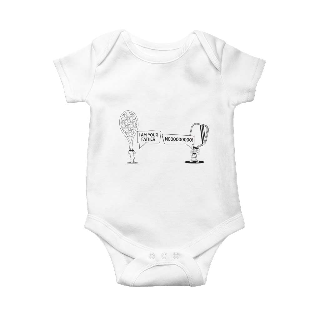 Funny Pickleball Tennis Racket Baby Onesie I Am Your Pickle Father TS12 White Print Your Wear