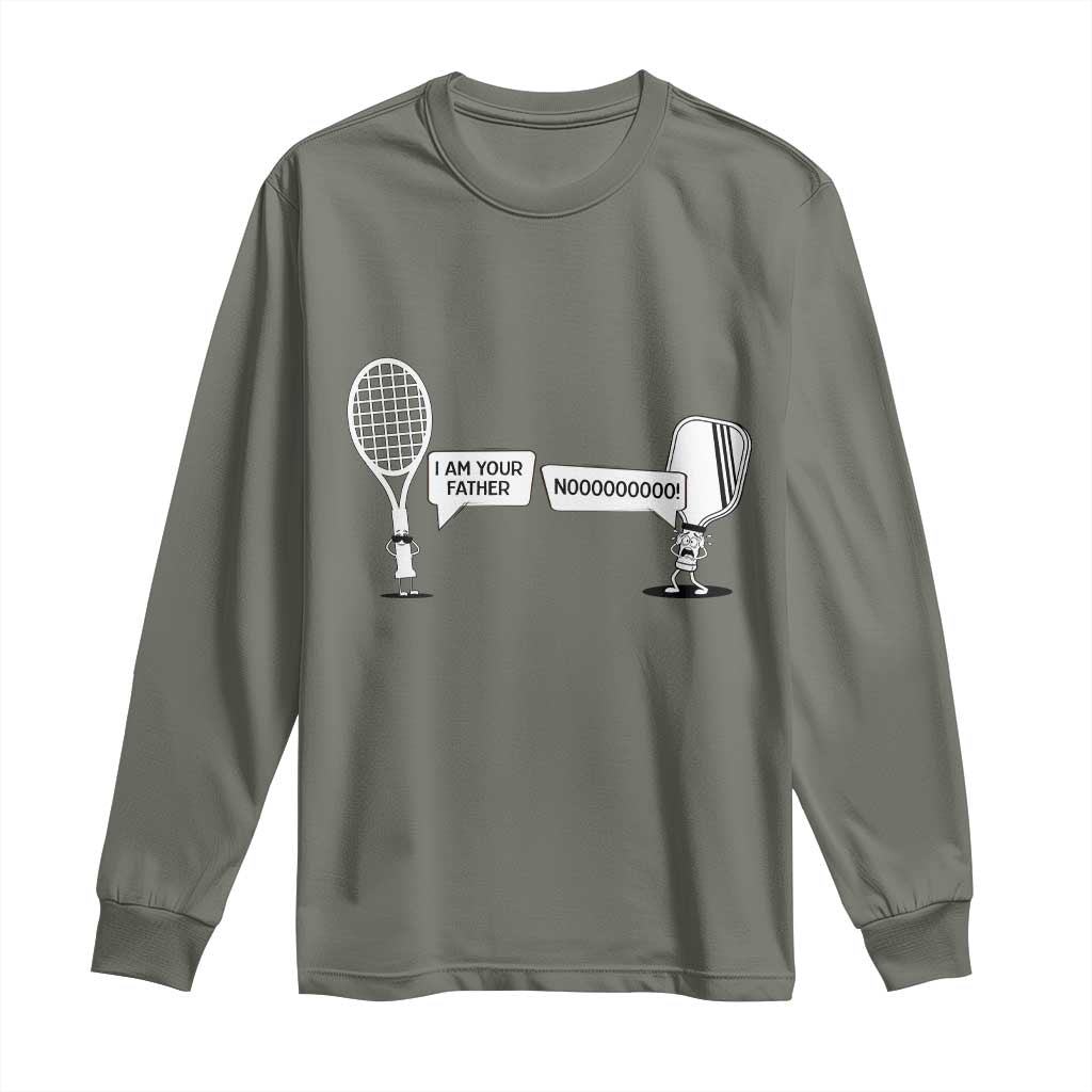 Funny Pickleball Tennis Racket Long Sleeve Shirt I Am Your Pickle Father TS12 Military Green Print Your Wear