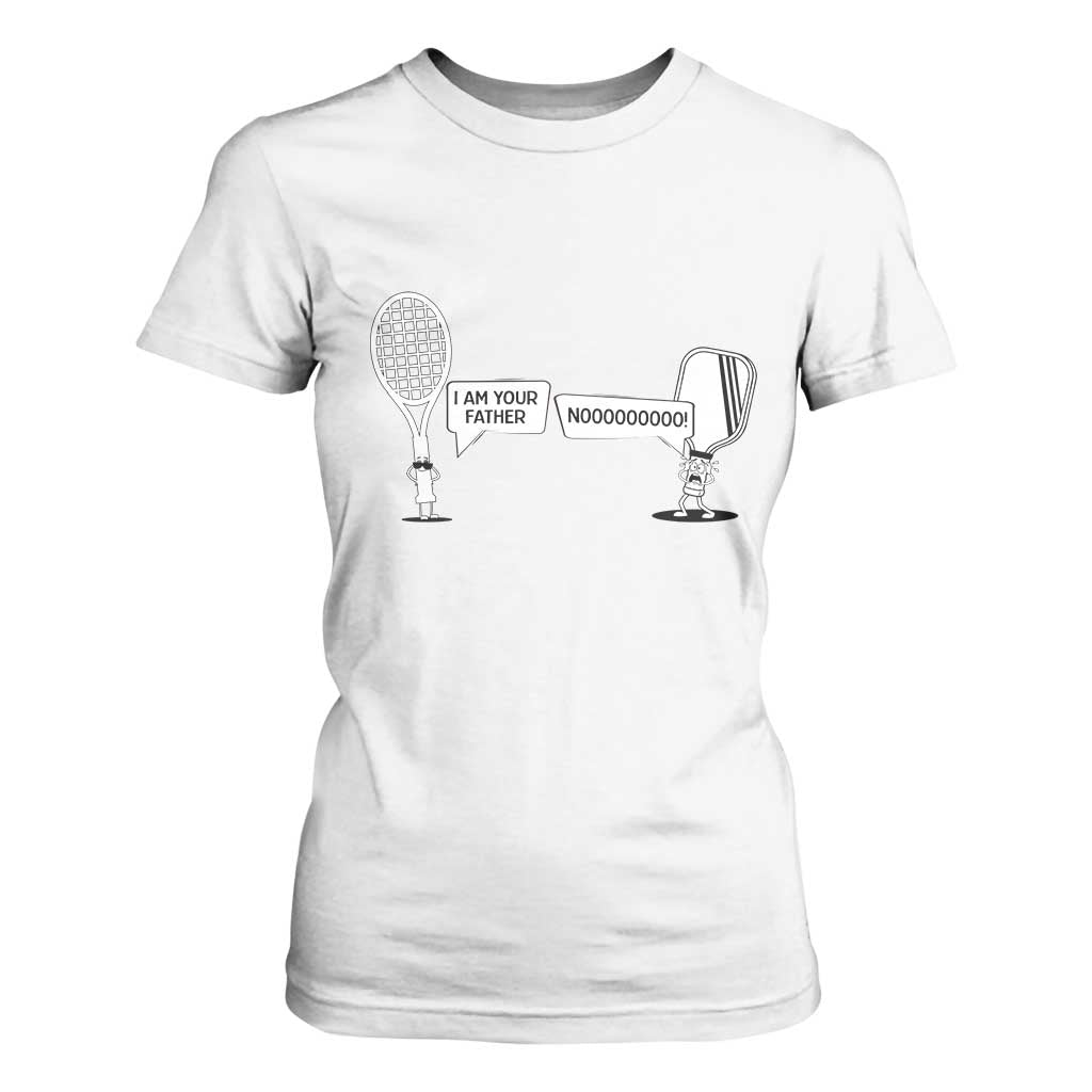 Funny Pickleball Tennis Racket T Shirt For Women I Am Your Pickle Father TS12 White Print Your Wear
