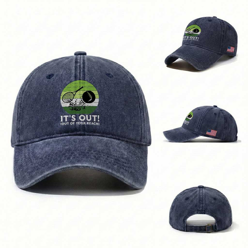 It Is Out Of Your Reach Washed Cotton Baseball Cap Funny Tennis Game Gift TS12 Washed Cap Universal Fit Navy Print Your Wear