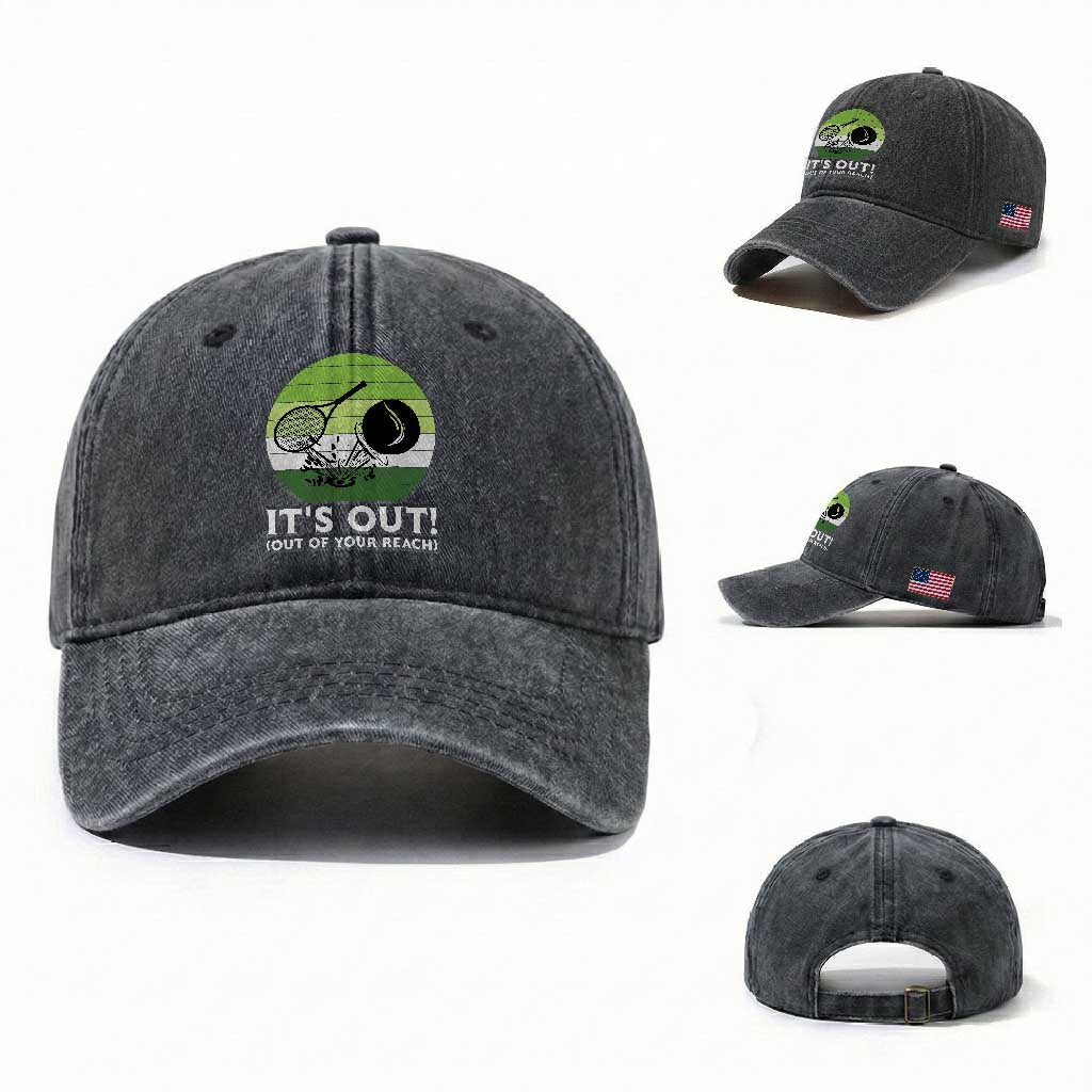 It Is Out Of Your Reach Washed Cotton Baseball Cap Funny Tennis Game Gift TS12 Washed Cap Universal Fit Dark Gray Print Your Wear