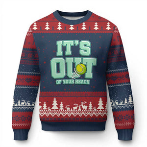 Funny Tennis Player Gift Ugly Christmas Sweater It Is Out Of Your Reach TS12 Navy Red Print Your Wear