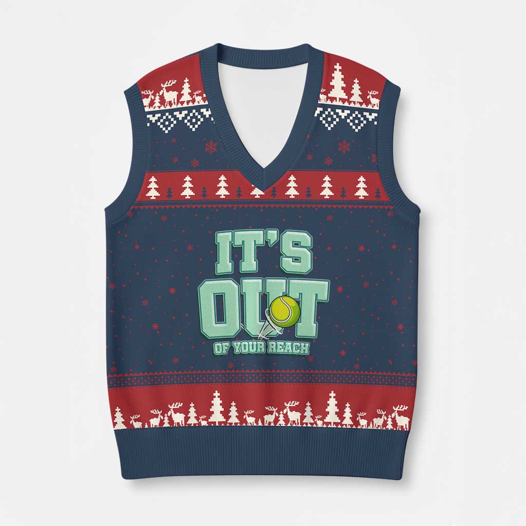 Funny Tennis Player Gift V-Neck Knit Sweater Vest It Is Out Of Your Reach TS12 Navy Red Print Your Wear
