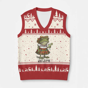 Funny Cinco De Mayo Frog V-Neck Knit Sweater Vest I Have To Drink Margs TS12 Beige Red Print Your Wear