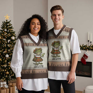 Funny Cinco De Mayo Frog V-Neck Knit Sweater Vest I Have To Drink Margs TS12 Mocha Mousse Print Your Wear