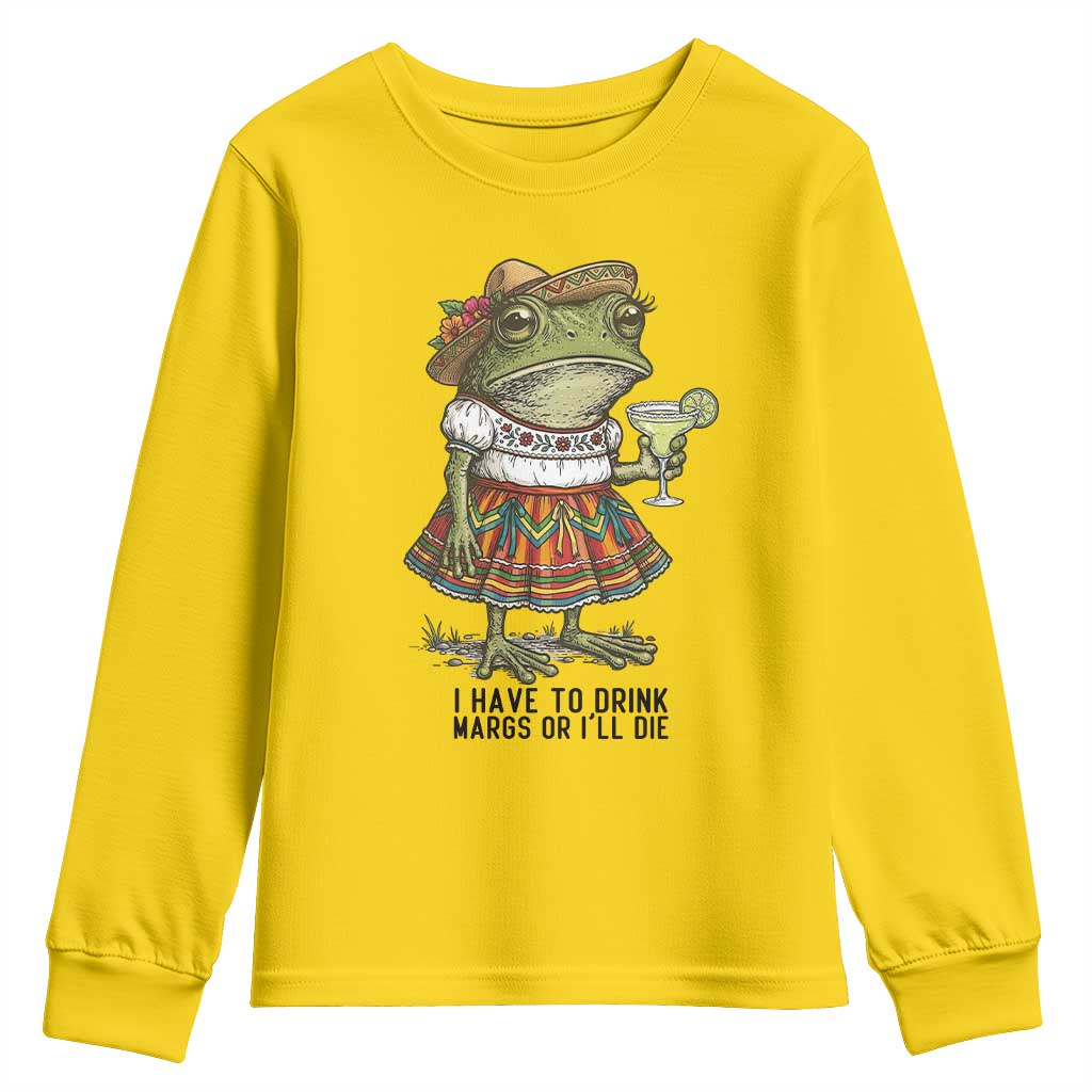 Funny Cinco De Mayo Frog Youth Sweatshirt I Have To Drink Margs TS12 Daisy Print Your Wear