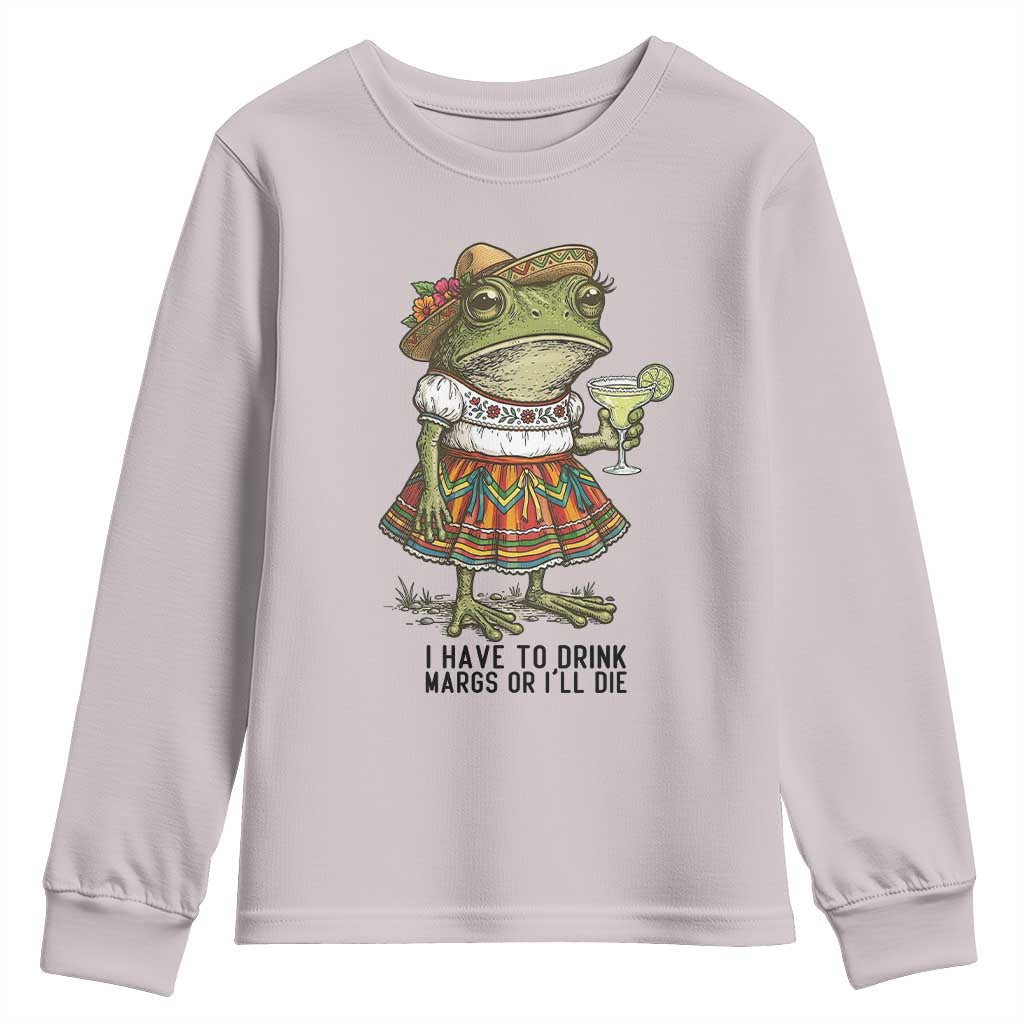 Funny Cinco De Mayo Frog Youth Sweatshirt I Have To Drink Margs TS12 Ice Gray Print Your Wear
