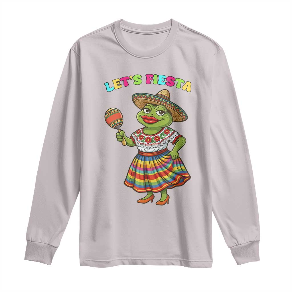 Funny Cinco De Mayo Sexy Frog Long Sleeve Shirt Lets Fiesta TS12 Ice Gray Print Your Wear