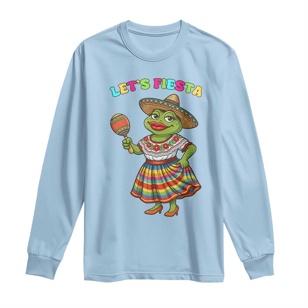 Funny Cinco De Mayo Sexy Frog Long Sleeve Shirt Lets Fiesta TS12 Light Blue Print Your Wear
