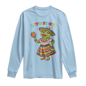Funny Cinco De Mayo Sexy Frog Long Sleeve Shirt Lets Fiesta TS12 Light Blue Print Your Wear