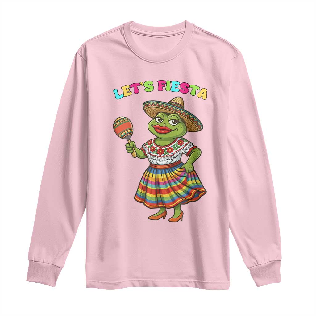 Funny Cinco De Mayo Sexy Frog Long Sleeve Shirt Lets Fiesta TS12 Light Pink Print Your Wear
