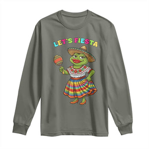 Funny Cinco De Mayo Sexy Frog Long Sleeve Shirt Lets Fiesta TS12 Military Green Print Your Wear