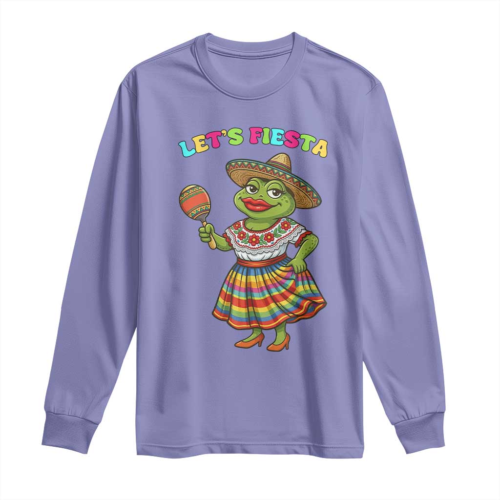Funny Cinco De Mayo Sexy Frog Long Sleeve Shirt Lets Fiesta TS12 Violet Print Your Wear
