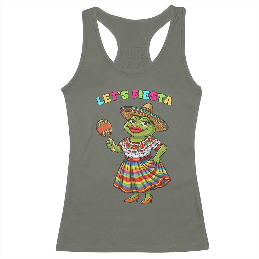Funny Cinco De Mayo Sexy Frog Racerback Tank Top Lets Fiesta TS12 Military Green Print Your Wear