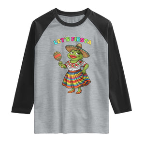Funny Cinco De Mayo Sexy Frog Raglan Shirt Lets Fiesta TS12 Heather Gray Black Print Your Wear