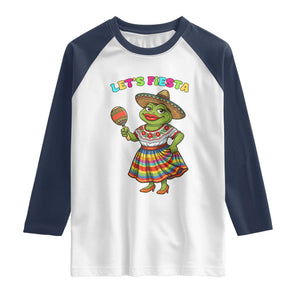 Funny Cinco De Mayo Sexy Frog Raglan Shirt Lets Fiesta TS12 White Navy Print Your Wear