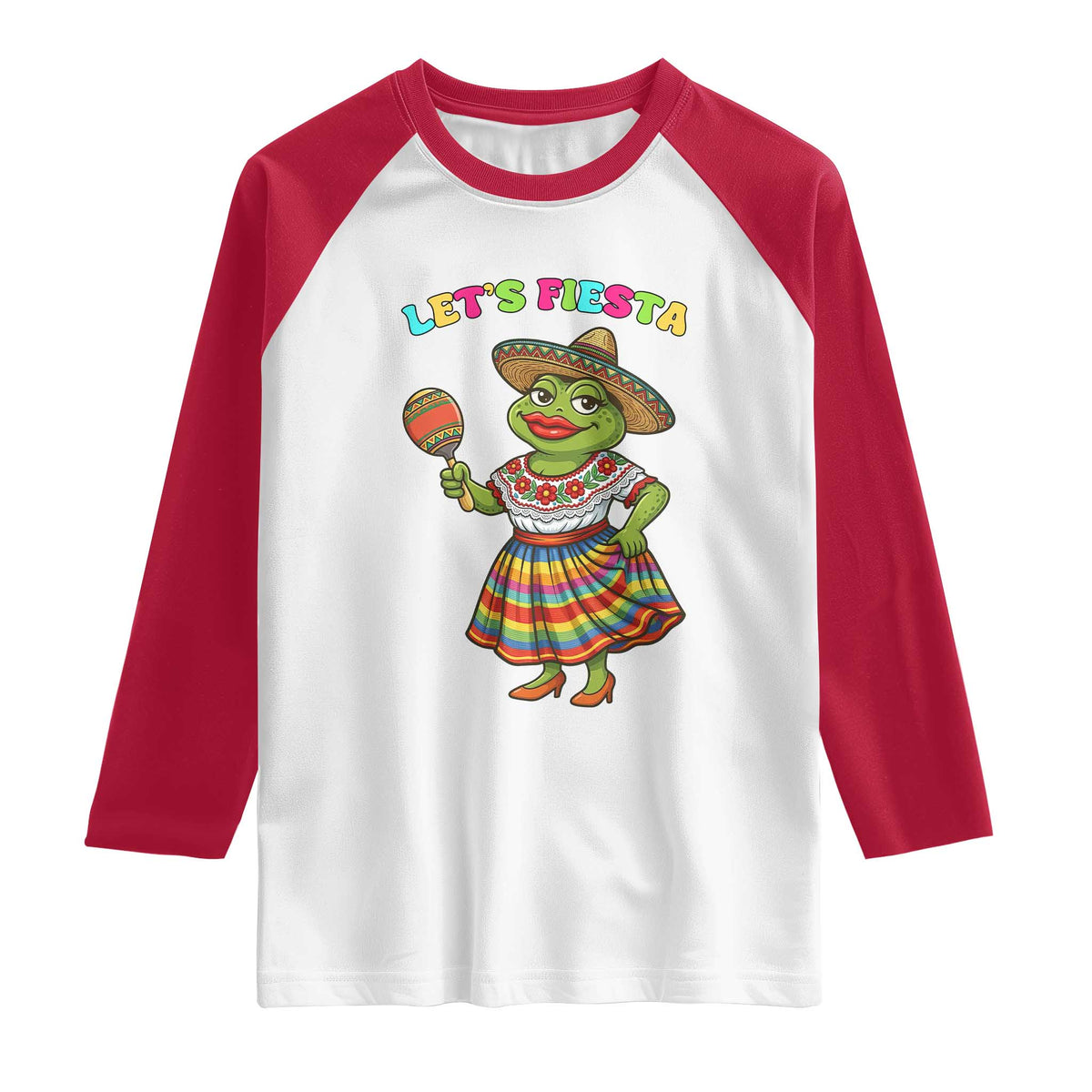 Funny Cinco De Mayo Sexy Frog Raglan Shirt Lets Fiesta TS12 White Red Print Your Wear