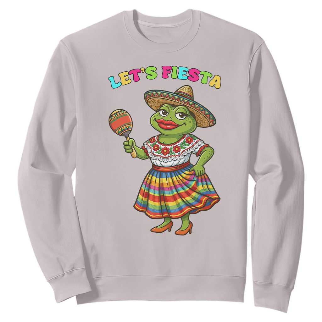 Funny Cinco De Mayo Sexy Frog Sweatshirt Lets Fiesta TS12 Ice Gray Print Your Wear
