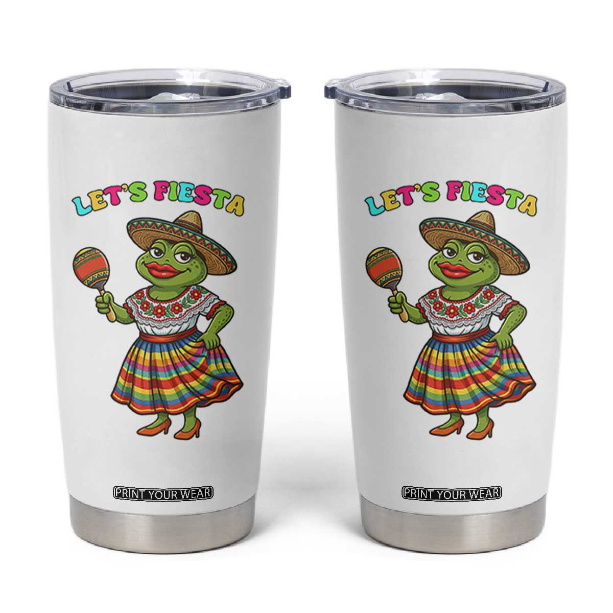 Funny Cinco De Mayo Sexy Frog Tumbler Cup Lets Fiesta TS12 White Print Your Wear