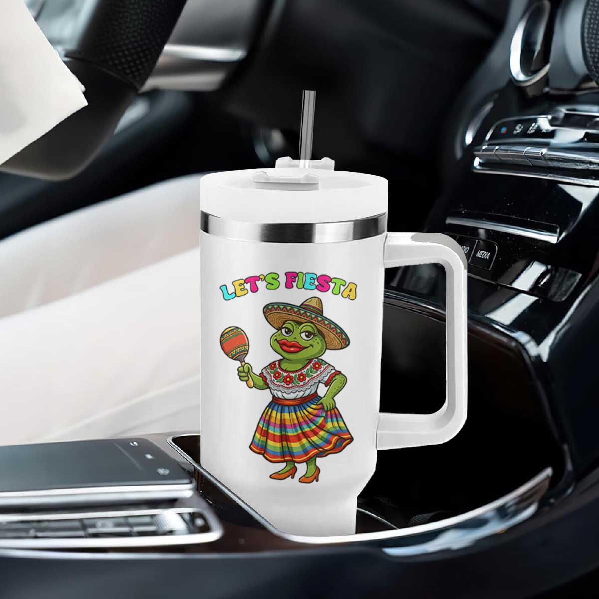 Funny Cinco De Mayo Sexy Frog Tumbler With Handle Lets Fiesta TS12 Print Your Wear