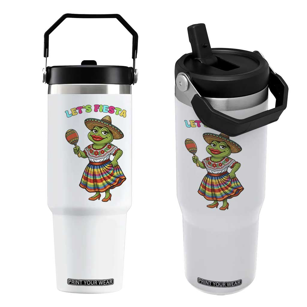 Funny Cinco De Mayo Sexy Frog Flip Straw Tumbler Lets Fiesta TS12 One Size: 30 oz White Print Your Wear