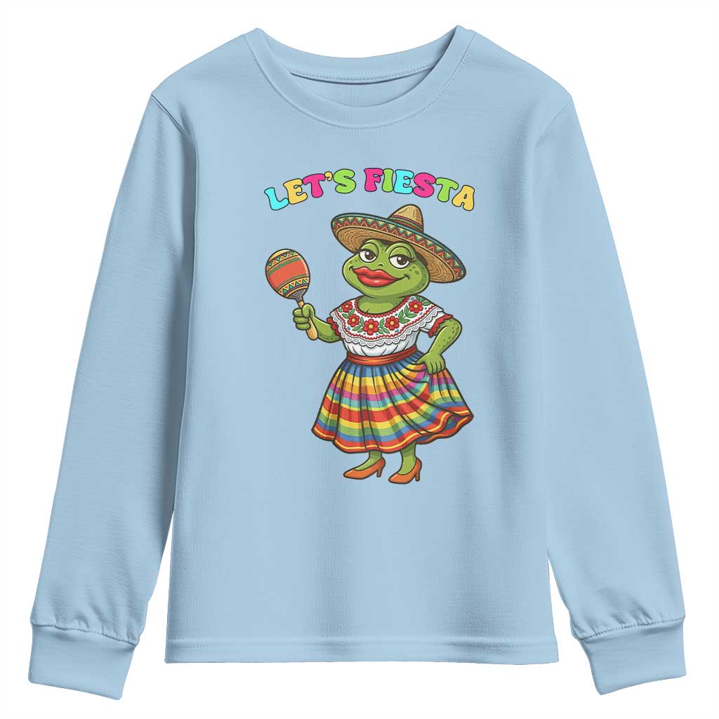 Funny Cinco De Mayo Sexy Frog Youth Sweatshirt Lets Fiesta TS12 Light Blue Print Your Wear