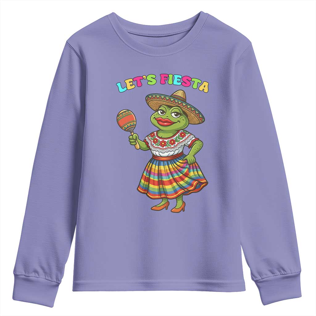 Funny Cinco De Mayo Sexy Frog Youth Sweatshirt Lets Fiesta TS12 Violet Print Your Wear