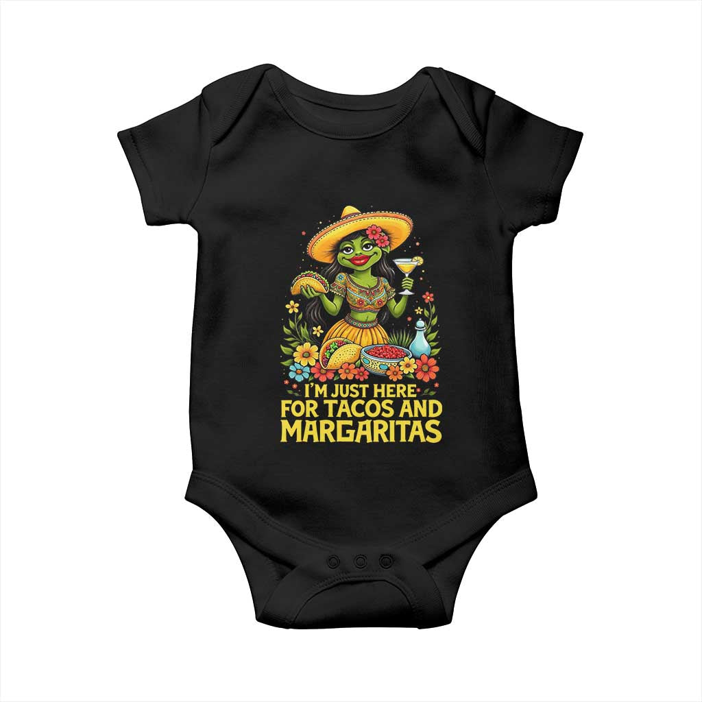 Funny Cinco De Mayo Frog Baby Onesie Just Here For Tacos And Margaritas TS12 Black Print Your Wear