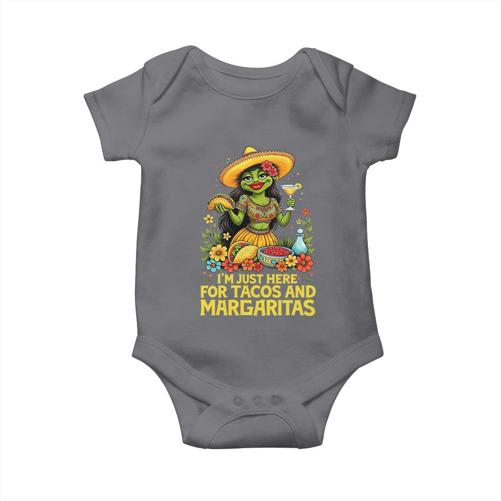 Funny Cinco De Mayo Frog Baby Onesie Just Here For Tacos And Margaritas TS12 Charcoal Print Your Wear