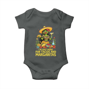 Funny Cinco De Mayo Frog Baby Onesie Just Here For Tacos And Margaritas TS12 Dark Heather Print Your Wear