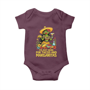 Funny Cinco De Mayo Frog Baby Onesie Just Here For Tacos And Margaritas TS12 Maroon Print Your Wear
