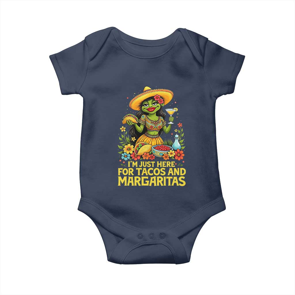 Funny Cinco De Mayo Frog Baby Onesie Just Here For Tacos And Margaritas TS12 Navy Print Your Wear
