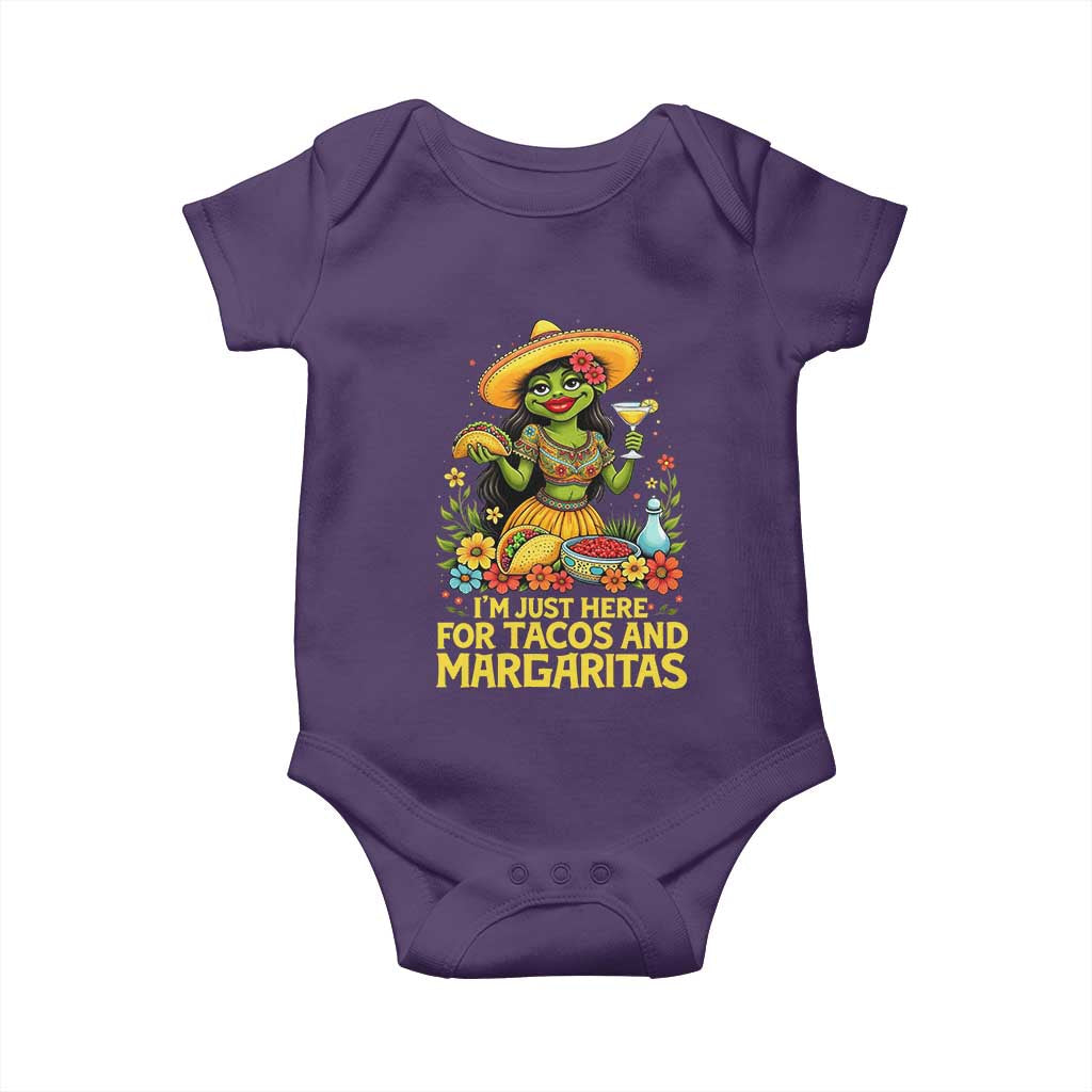 Funny Cinco De Mayo Frog Baby Onesie Just Here For Tacos And Margaritas TS12 Purple Print Your Wear