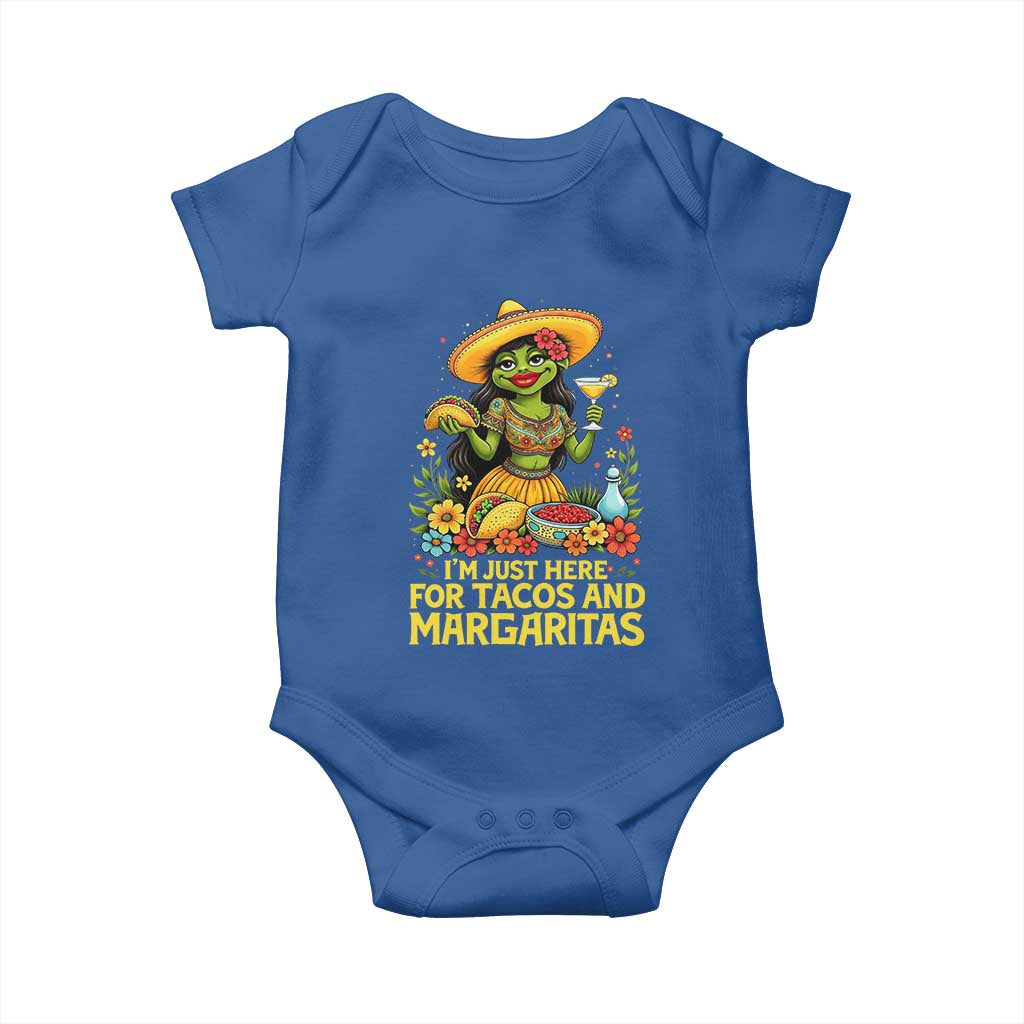 Funny Cinco De Mayo Frog Baby Onesie Just Here For Tacos And Margaritas TS12 Royal Blue Print Your Wear