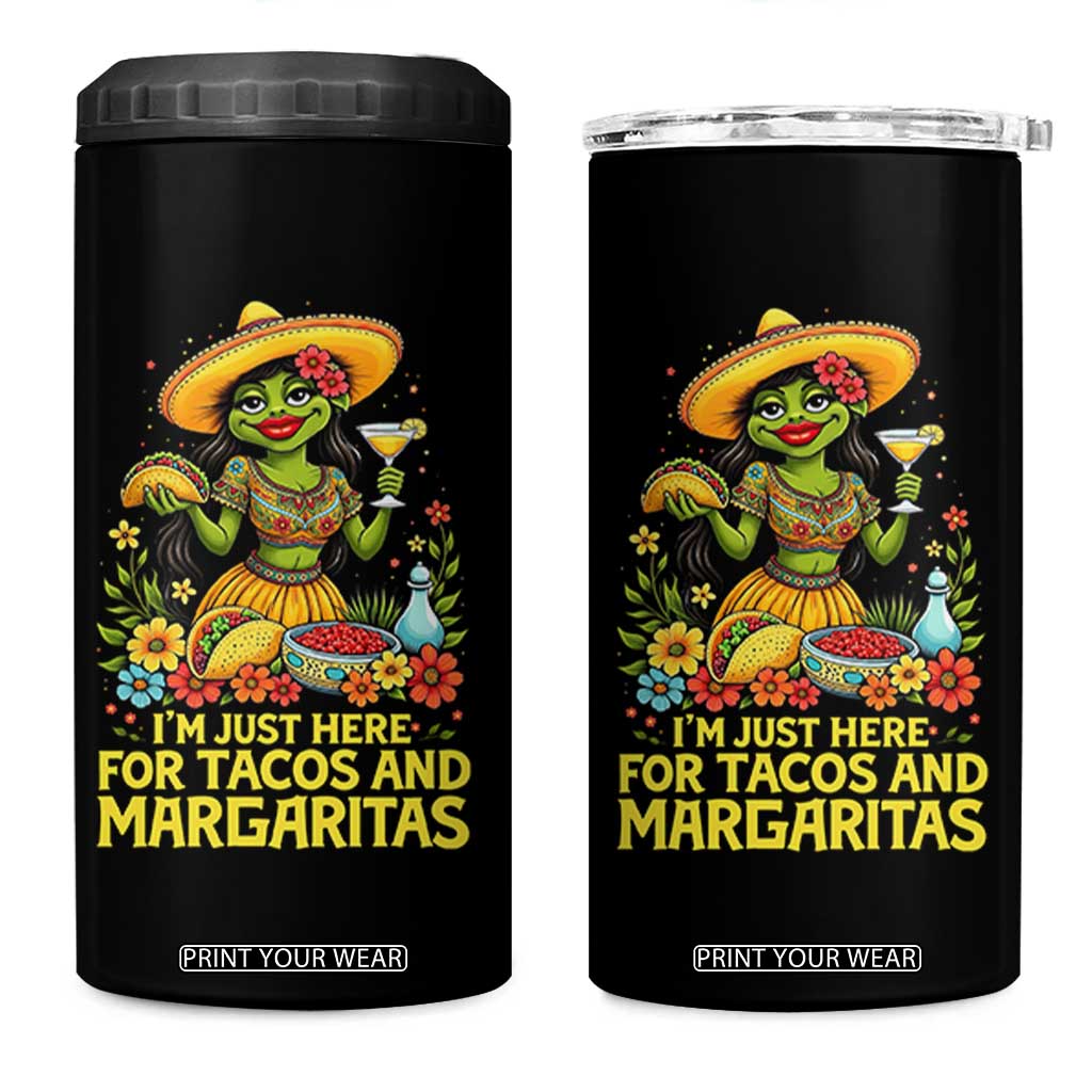 Funny Cinco De Mayo Frog 4 in 1 Can Cooler Tumbler Just Here For Tacos And Margaritas TS12 One Size: 16 oz Black Print Your Wear