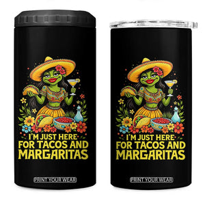 Funny Cinco De Mayo Frog 4 in 1 Can Cooler Tumbler Just Here For Tacos And Margaritas TS12 One Size: 16 oz Black Print Your Wear