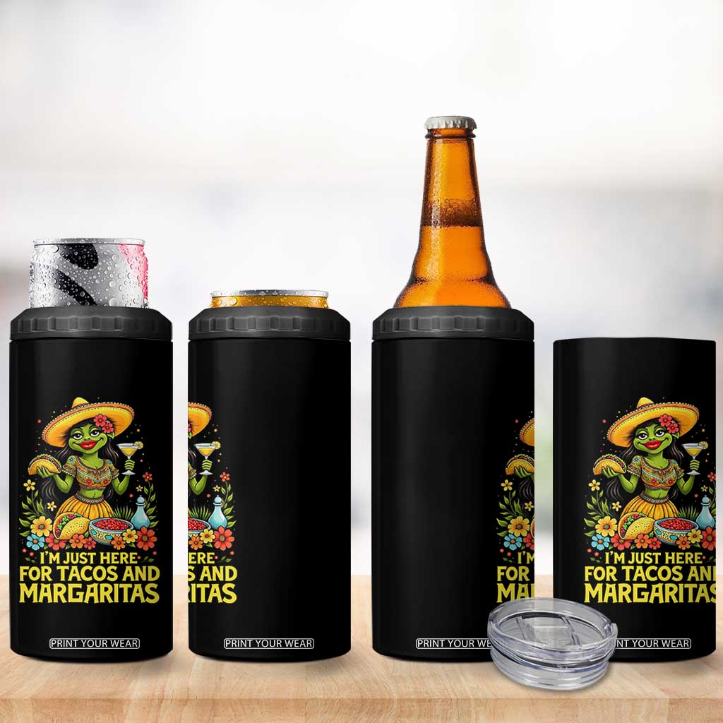 Funny Cinco De Mayo Frog 4 in 1 Can Cooler Tumbler Just Here For Tacos And Margaritas TS12 Print Your Wear
