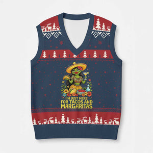 Funny Cinco De Mayo Frog V-Neck Knit Sweater Vest Just Here For Tacos And Margaritas TS12 Navy Red Print Your Wear