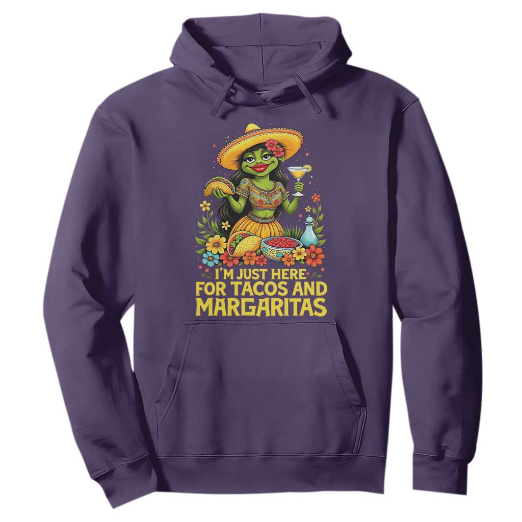 Funny Cinco De Mayo Frog Hoodie Just Here For Tacos And Margaritas TS12 Purple Print Your Wear