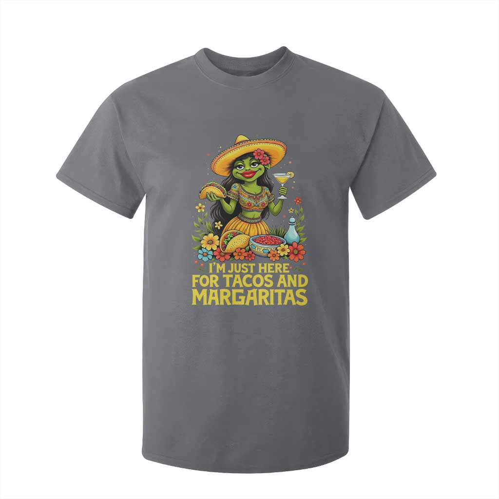 Funny Cinco De Mayo Frog T Shirt For Kid Just Here For Tacos And Margaritas TS12 Charcoal Print Your Wear
