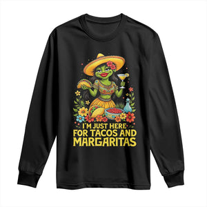 Funny Cinco De Mayo Frog Long Sleeve Shirt Just Here For Tacos And Margaritas TS12 Black Print Your Wear