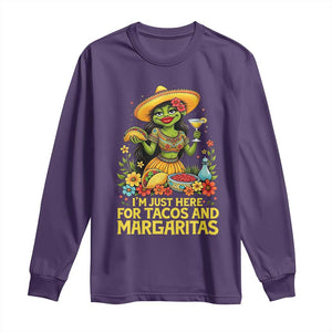 Funny Cinco De Mayo Frog Long Sleeve Shirt Just Here For Tacos And Margaritas TS12 Purple Print Your Wear