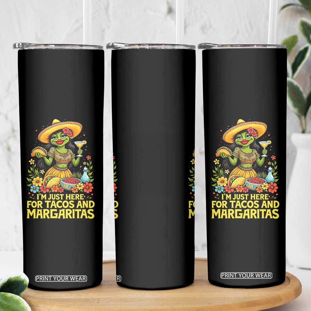 Funny Cinco De Mayo Frog Skinny Tumbler Just Here For Tacos And Margaritas TS12 Print Your Wear